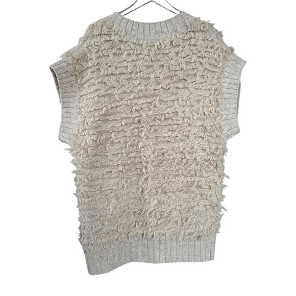Anthropologie Loopy Cardigan Sweater Vest in Ivory Size Medium - Picture 2 of 5